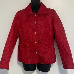JG Hook Red Quilted Collared Snap Button Up Women’s Spring Jacket Size Medium